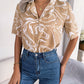 Fashion Tie Dye Printed Short Sleeve Shirt Summer Casual Lapel Shirt Tops For Womens Clothing