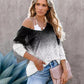 Commuter V-Neck Spray Dye Blouse Knit Top
