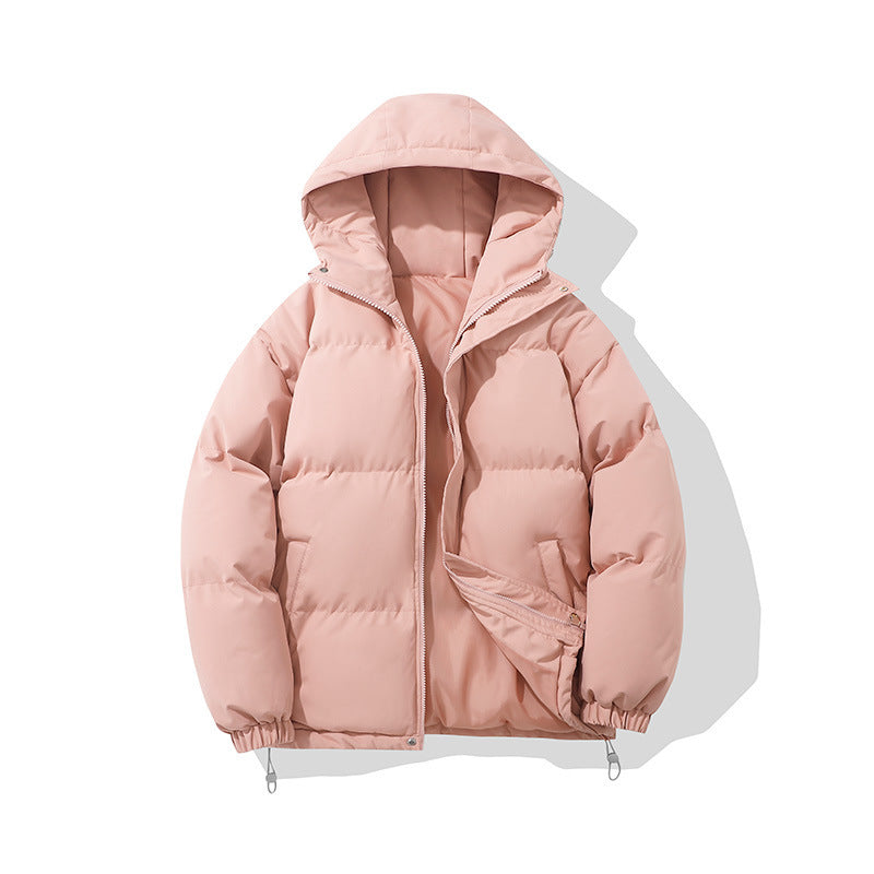 Veste matelassée à capuche de couleur unie avec fermeture éclair