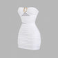 Fashionable Womens Strapless Metal-Embellished Hollow-Out Dress