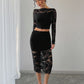 Women's Lace Jacquard Semi-transparent Skirt Suit