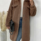 Manteau en laine à manches longues et revers en peluche pour femme