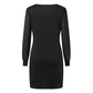 Solid Color Dress Mesh Chiffon Stitching Long Sleeve
