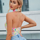 Women's Lapel Wrap Cropped Off Shoulder Top