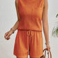 Solid Color Sleeveless Round Neck Vest Shorts Set