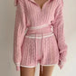 Ensemble pull-short en maille torsadée tendance