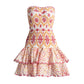 Robe tube sexy brodée à volants et découpes amincissantes à la taille