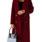 Manteau à manches longues et revers pour femme, veste longue et slim, couleur unie, à double boutonnage, tendance hiver
