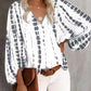 Casual Shirt Printed Lantern Sleeve Top
