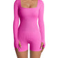 Women's Jumpsuits Thread Square Collar Hip Raise Slim Fit