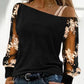 European And American Leisure Mesh Sequin Stitching Long Sleeve Women's Shirt