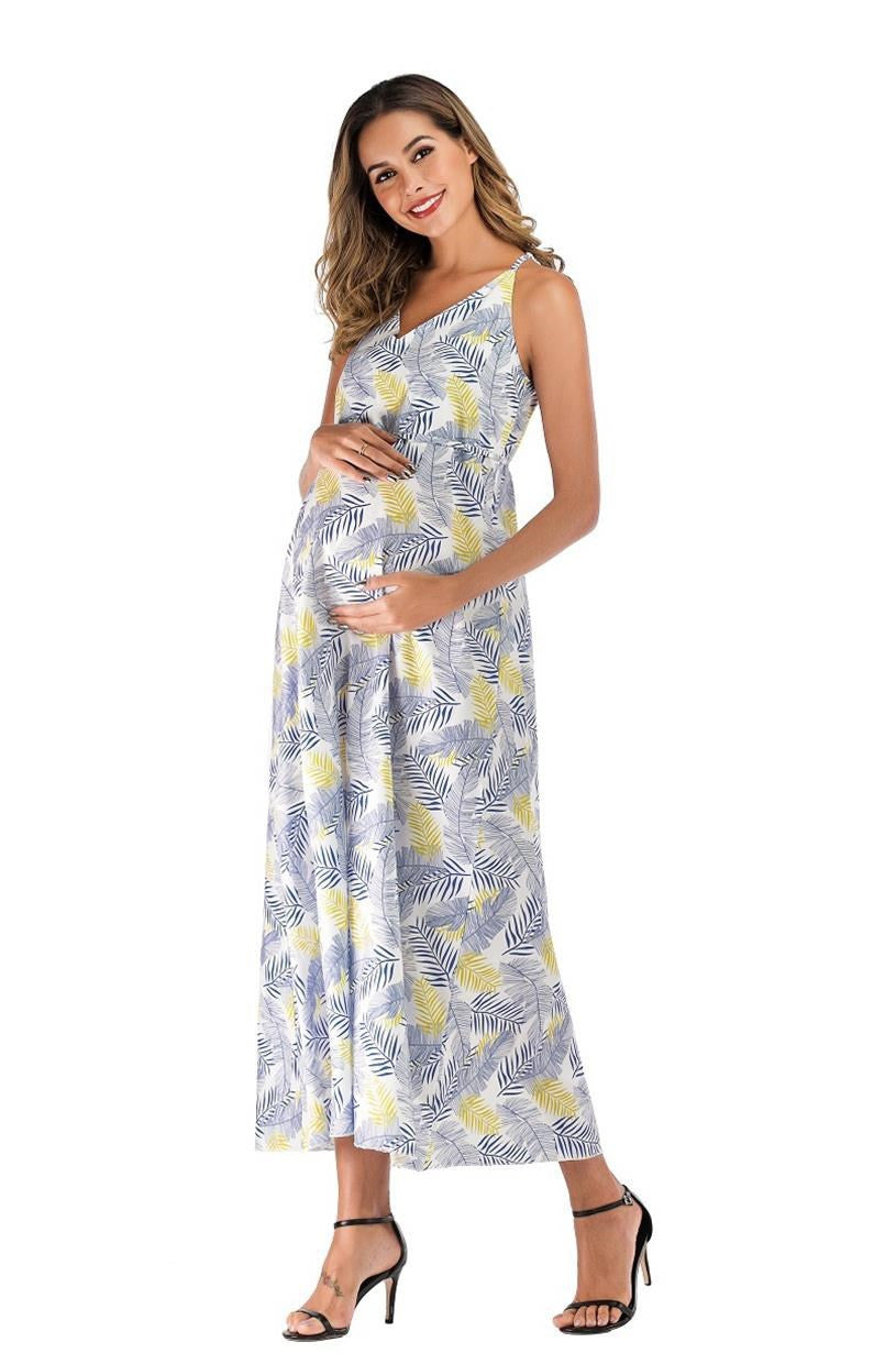 Vêtements de maternité d'été Jupe longue imprimée de maternité