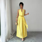 Womens Solid-Color Elegant French-Style Resort Halter Dress