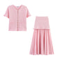Tank-top Skirt Knitted Cardigan Three-piece Set
