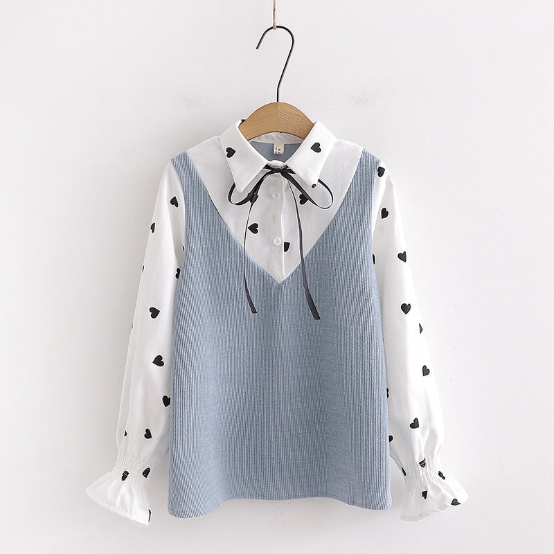 College Shirt Solid Color Cotton Long Sleeve