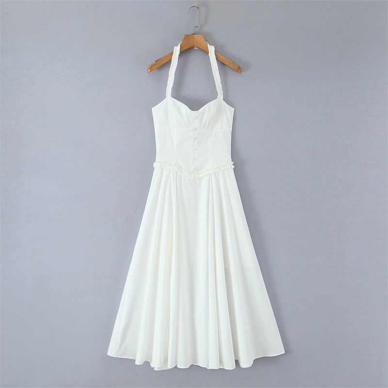 Retro Cotton Mid-length Dress