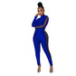 Mesh Print Stitching Long-Sleeved Jumpsuit