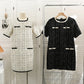 Retro Tweed Plaid Loose-fitting Short Skirt For Women