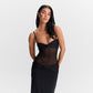 Detachable Shoulder Strap Kinked Mesh Slim Fit Dress