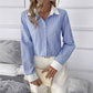 Women's French Loose Fashion Blue Striped Shirt