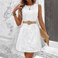 White Embroidered Crew-Neck Tank Dress Bohemian Dress