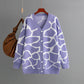 Women's Jacquard V-Neck Long Line Knit Sweater