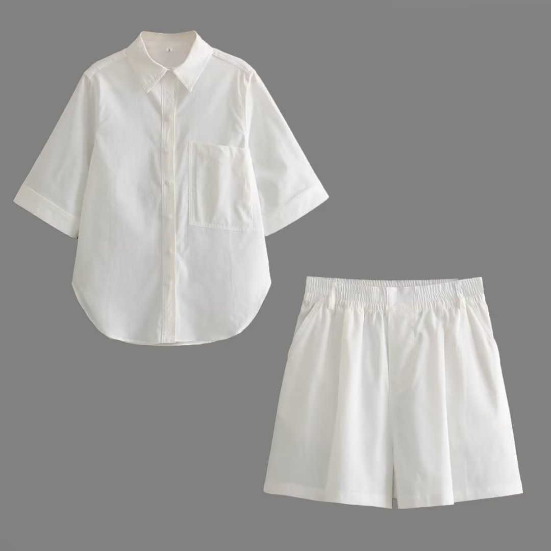 Single-breasted Pocket Shirt Loose Leisure Suit