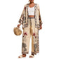 Fashion Vacation Style Printed Cardigan Long Sleeve Wide Leg Pants Two-piece Set