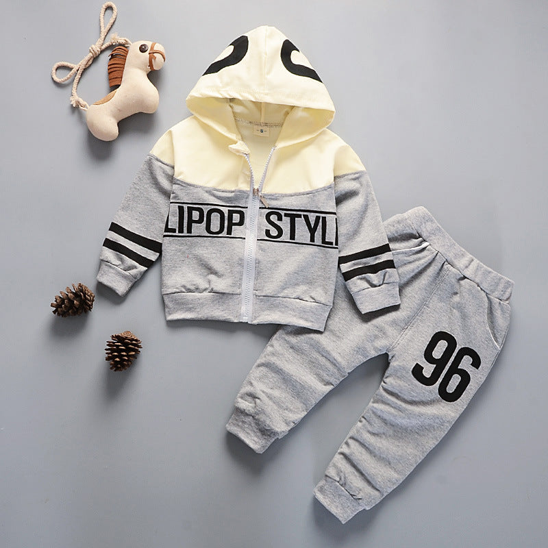 Casual 1-5 Year Old Cartoon Alphabet Children's Suit With Hood