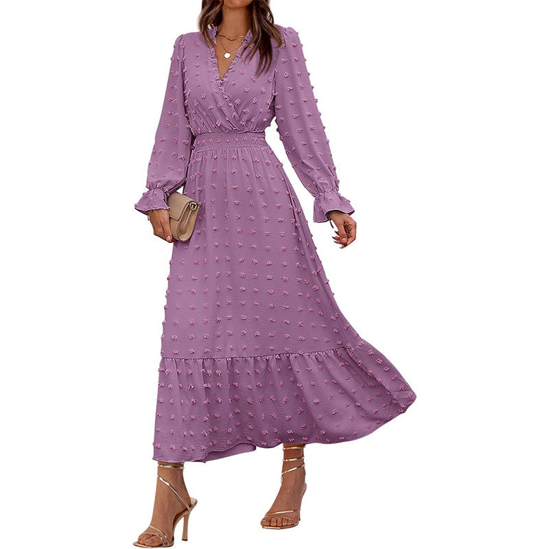 Elegant Cross-Border Fit-and-Flare Jacquard Dress