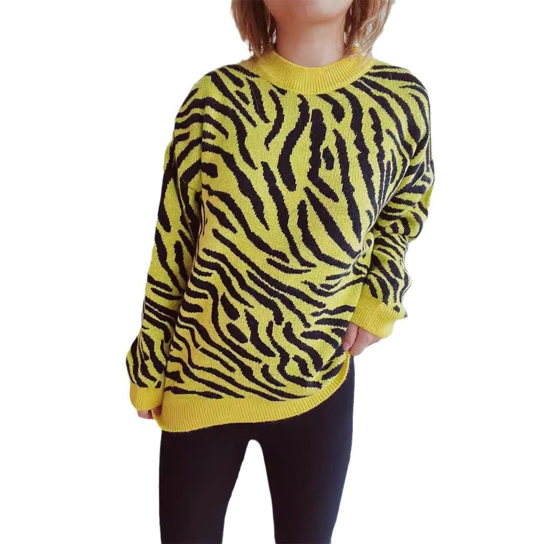 Commuter Knitted Two-piece Zebra Pattern Contrast Color
