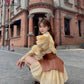 Yellow puff sleeve shirt waist dress