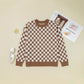 Women's Large Size Plaid Contrast Color Sweater