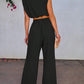 Women Solid Color Sleeveless Top And Long Pants 2-Piece Set For Vacation