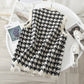 V-neck pearl buckle houndstooth knitted vest women