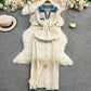 Womens Embroidered Defined-Waist Knitted Dress