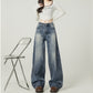 Retro Blue High Street Loose Wide Leg Jeans For Women