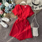 Summer seaside vacation V-neck short-sleeved jumpsuit