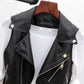 Sleeveless leather PU belt coat