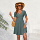Knitted Embroidered Hollow Cross-collar Stretch Dress
