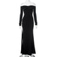 Robe longue moulante à col licou et couleur contrastée pour femme