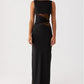 Womens Slim-Fit Lace-Patch Draping Dress