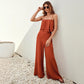 Cropped Vest Ruffled Top Casual Chic Wide-leg Pants
