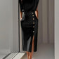 Split Metal Button Summer Dress Women
