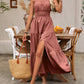 Women's Holiday Pleated Cami Dress Maxi Vacation Beach Outfit