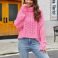 Thick Hemp Flowers Turtleneck Sweater Solid Color Casual