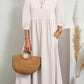 Lantern Sleeve Loose Cotton And Linen Pocket Dress