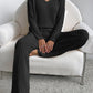 Fashion Solid Striped Suit V-neck Long-sleeved Top And Casual Straight Pants Loose Temperament Women's Clothing