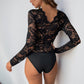 Elegant Graceful Solid Color Long Sleeve Lace Jumpsuit