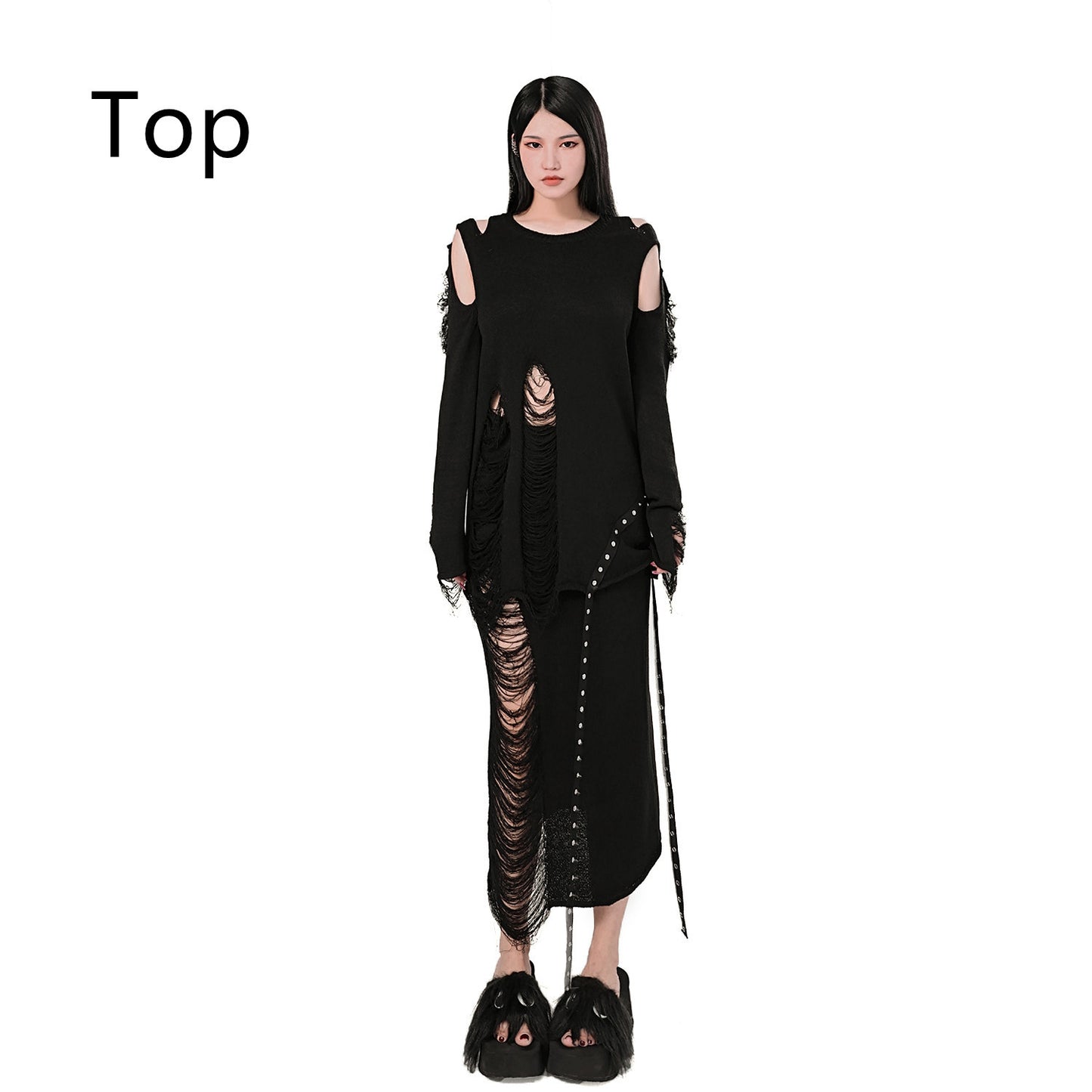 Jupe pull en tricot à trous pour femme